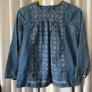 J Crew long sleeve chambray batik swing top